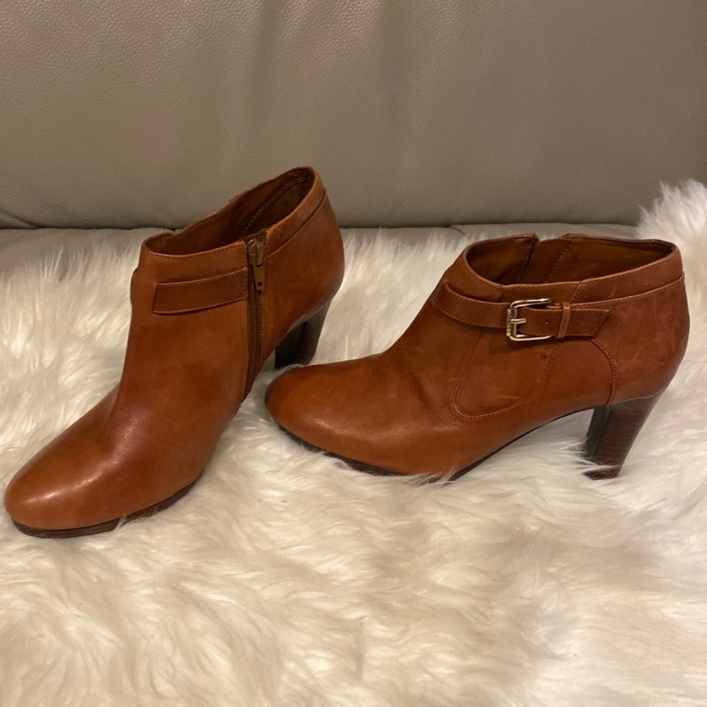 LAUREN Ralph Lauren Woman’s Cognac Brown Italian Ankle Sz 8.5